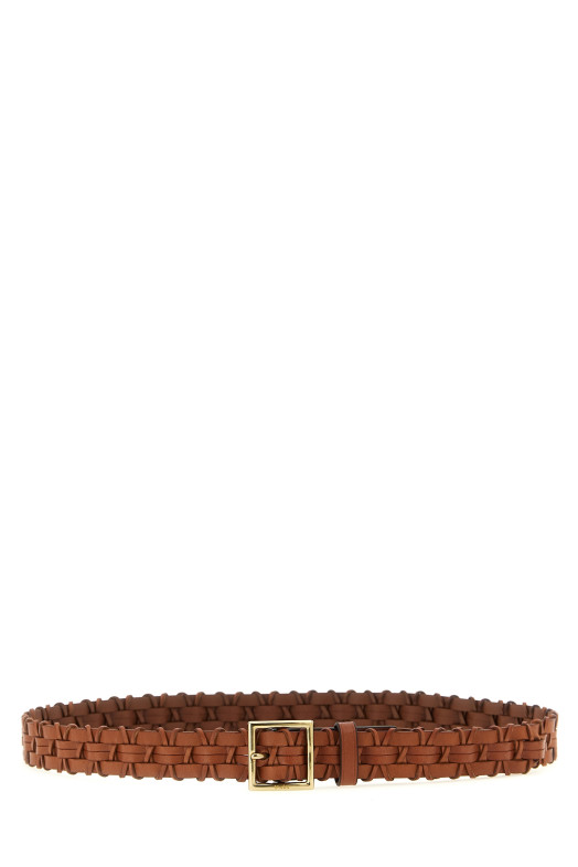Braided leather belt Brown