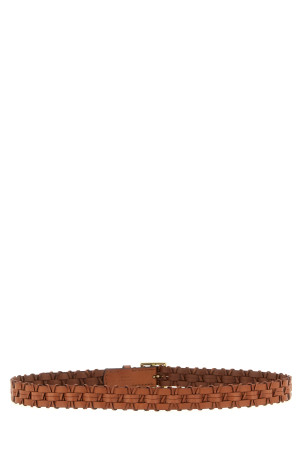 Braided leather belt Brown