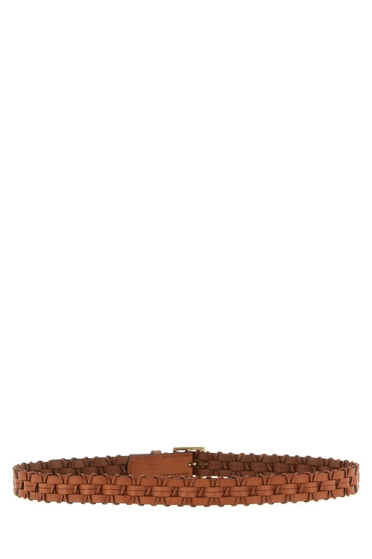 Braided leather belt Brown
