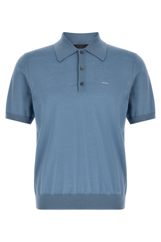Superfine wool polo shirt BLUE