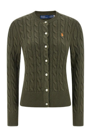 Cotton cable cardigan Green