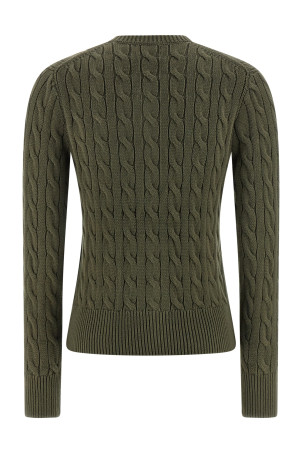 Cotton cable cardigan Green
