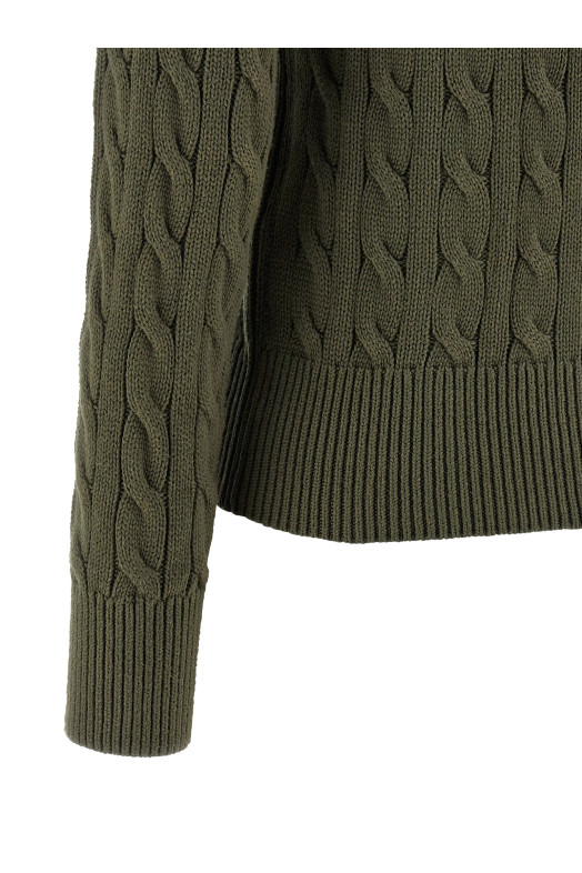 Cotton cable cardigan Green