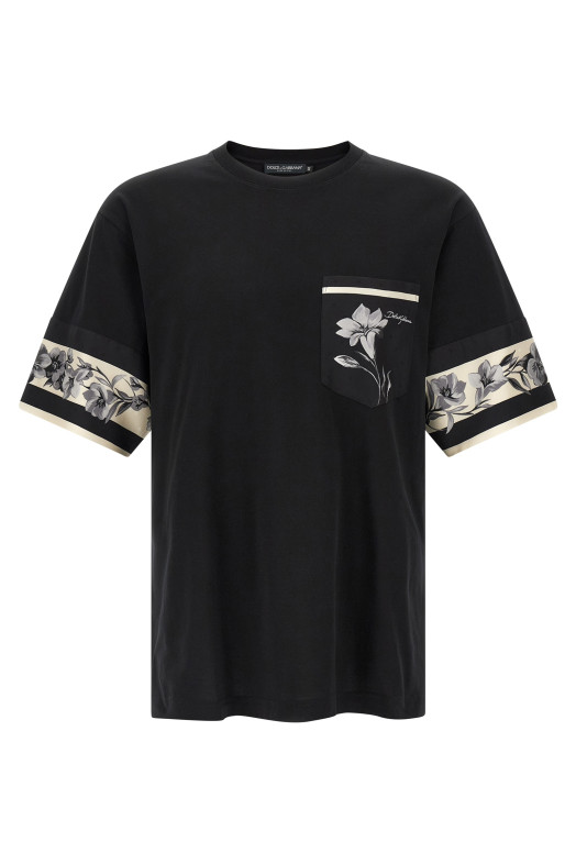 Silk detail T-shirt Black
