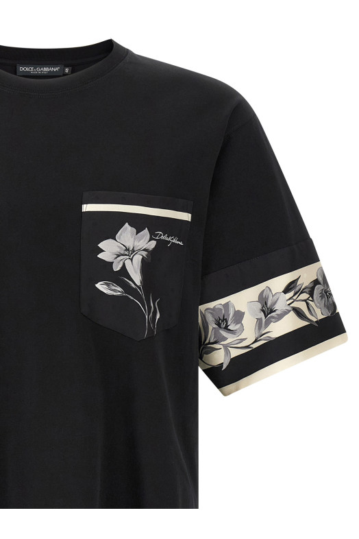 Silk detail T-shirt Black
