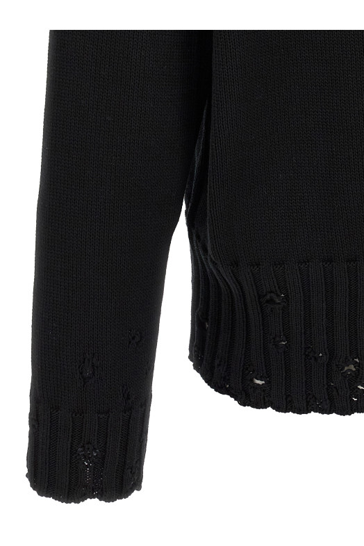 Logo embroidery cardigan Black