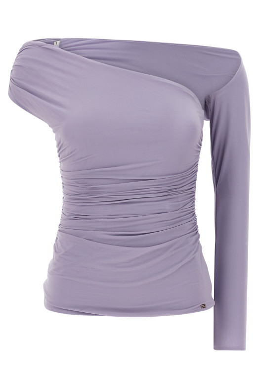 Asymmetrical neckline top Purple