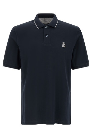 Stretch jersey polo shirt Blue