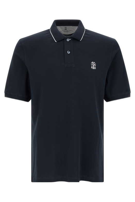 Stretch jersey polo shirt Blue