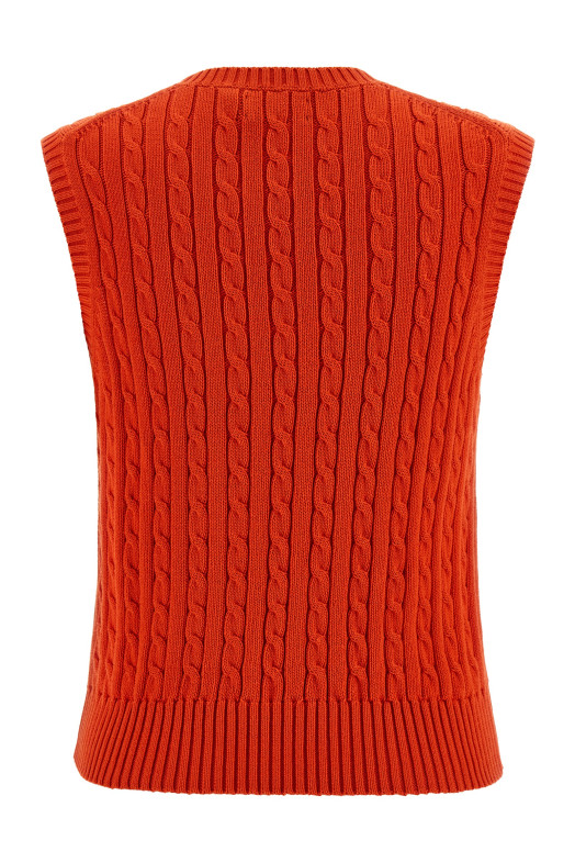Cotton braided vest Red