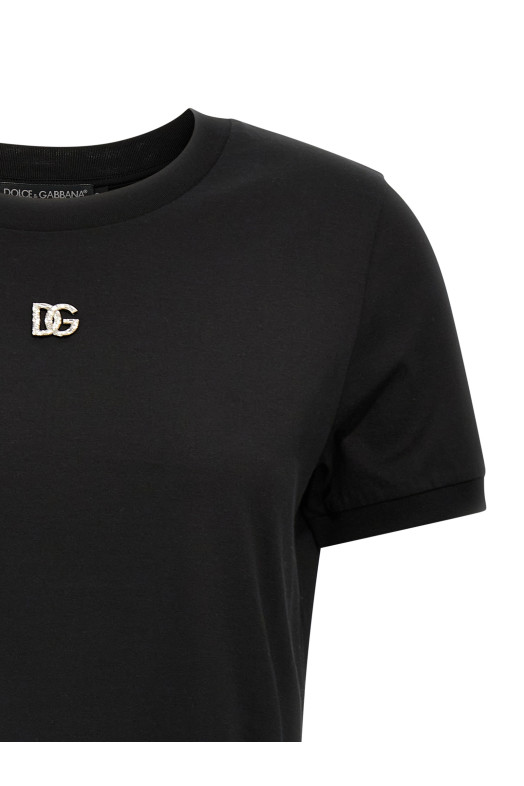 Rhinestone logo T-shirt Black