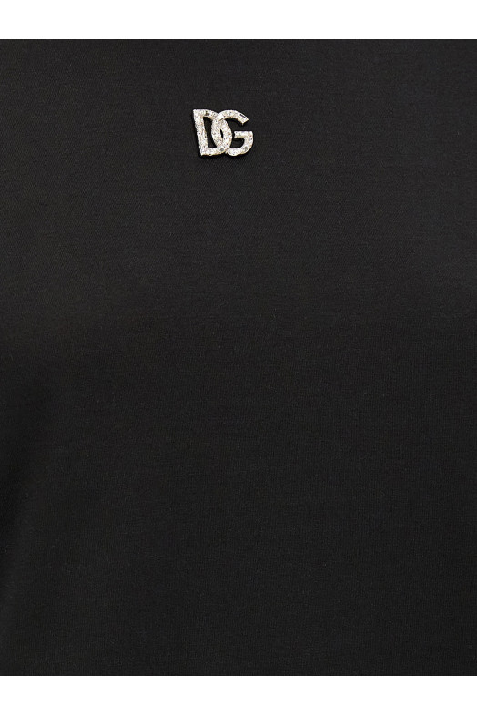 Rhinestone logo T-shirt Black