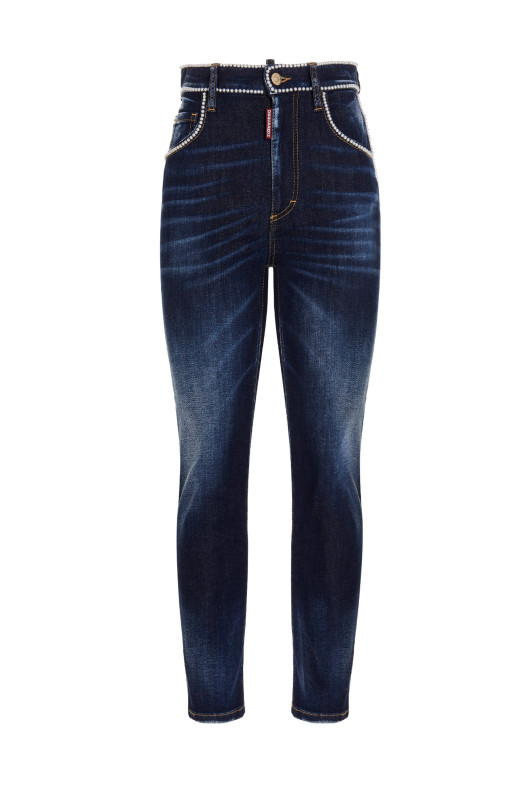 'High Waist Cropped Twiggy Jean’ jeans Blue