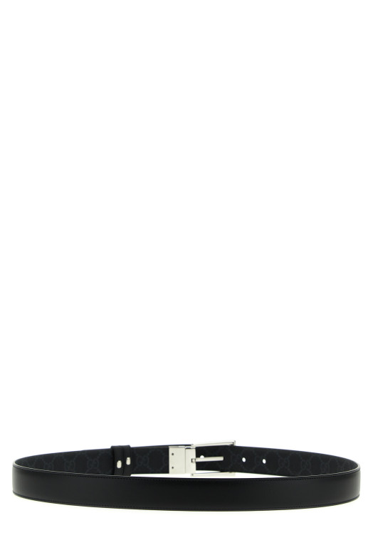 Rectangular buckle reversible belt Black
