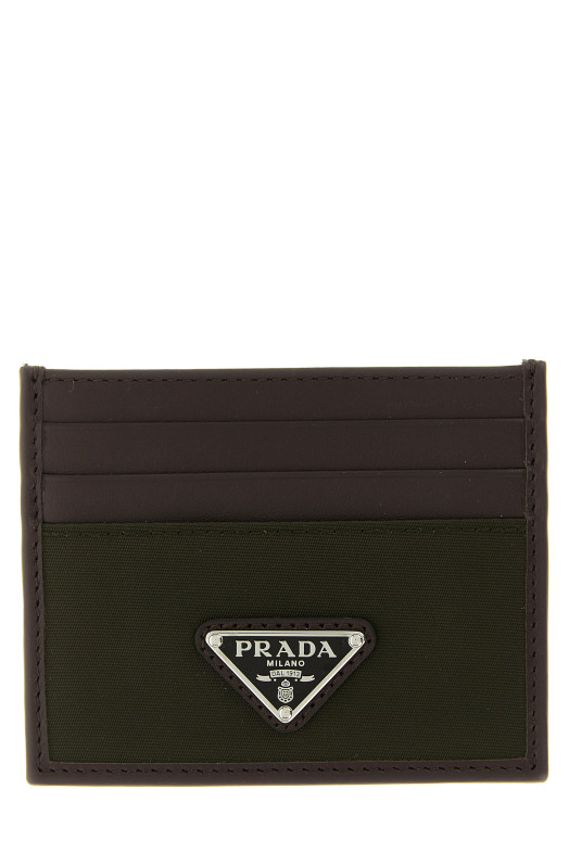 Nylon leather cardholder Green