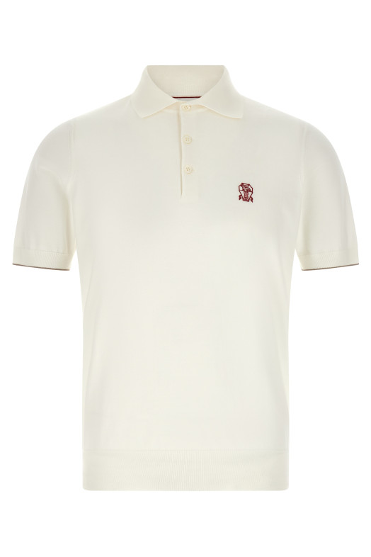 Logo embroidery polo shirt White