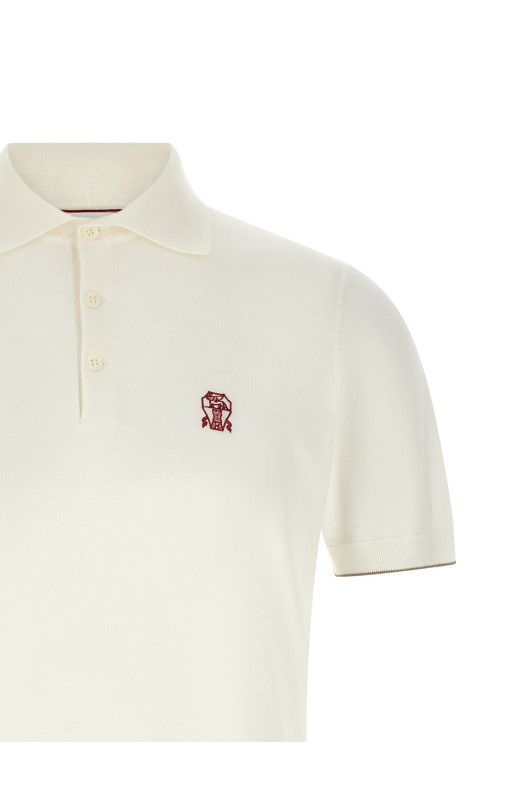 Logo embroidery polo shirt White