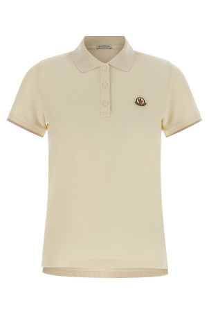 Logo patch polo shirt Beige