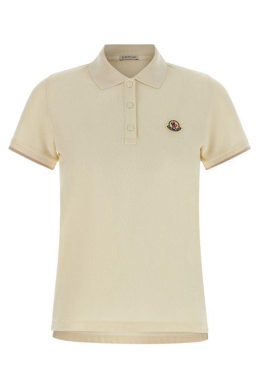 Logo patch polo shirt Beige