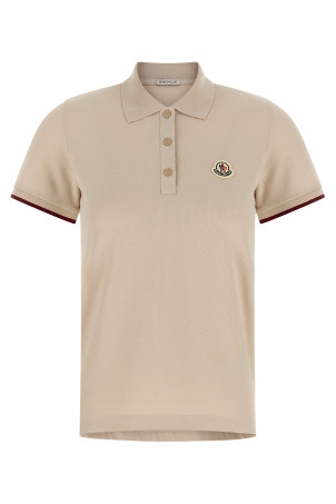 Logo patch polo shirt Beige