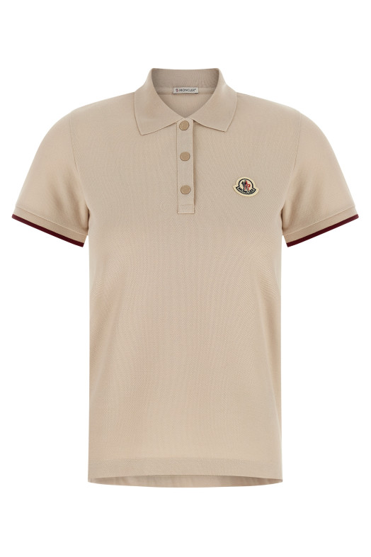 Logo patch polo shirt Beige
