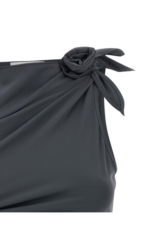 'Asymmetric Flower' top Gray