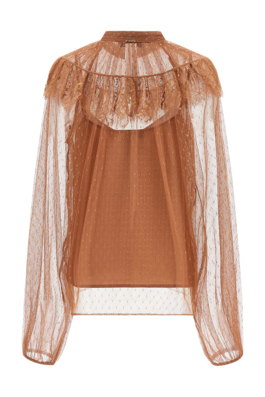 Tulle plumetis blouse Brown