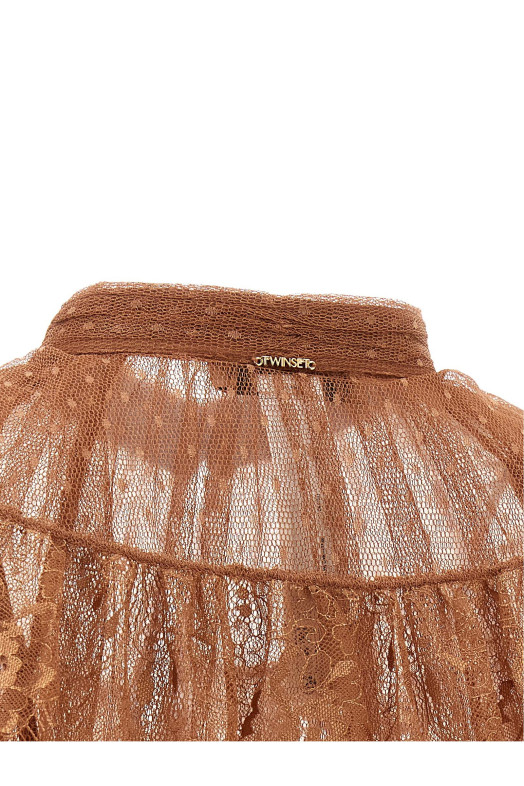Tulle plumetis blouse Brown