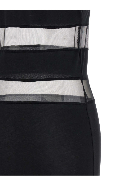 'Striped Sheer Polo' dress Black