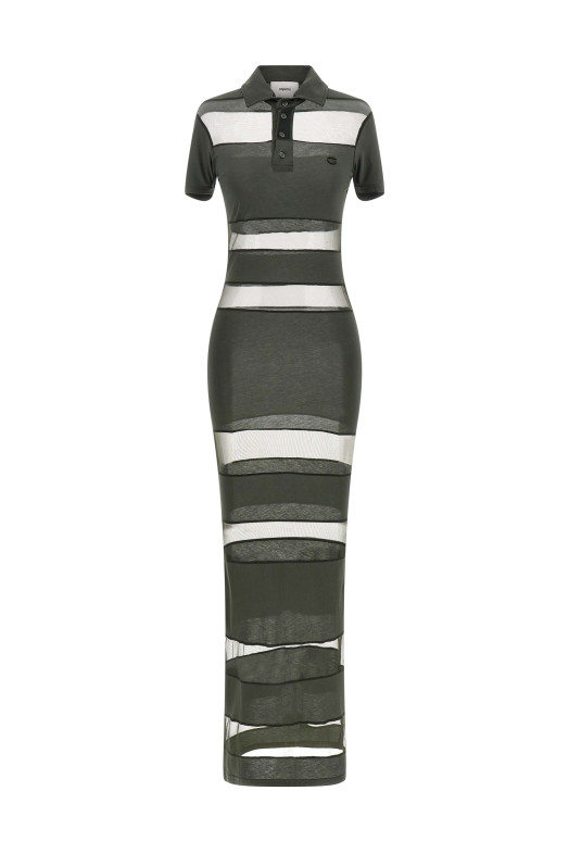 'Striped Sheer Polo' dress Green