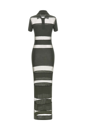 'Striped Sheer Polo' dress Green