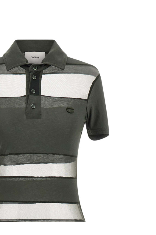 'Striped Sheer Polo' dress Green