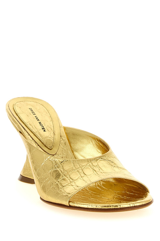 Curved wedge mules Gold