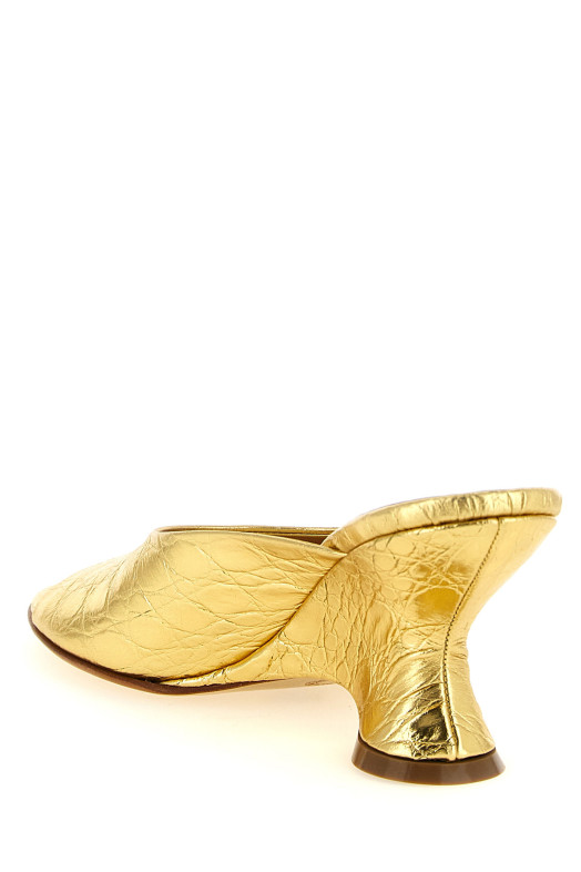 Curved wedge mules Gold
