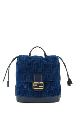 FF flocked denim backpack Blue