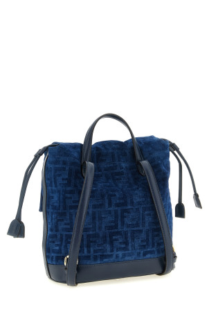 FF flocked denim backpack Blue