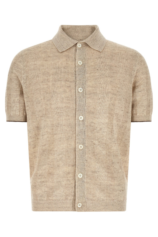 Operated ribbed shirt Beige