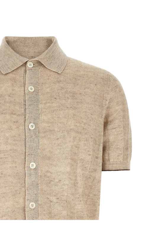 Operated ribbed shirt Beige