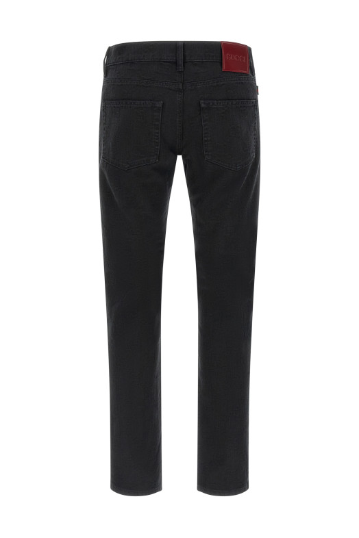 GG jacquard denim jeans Black