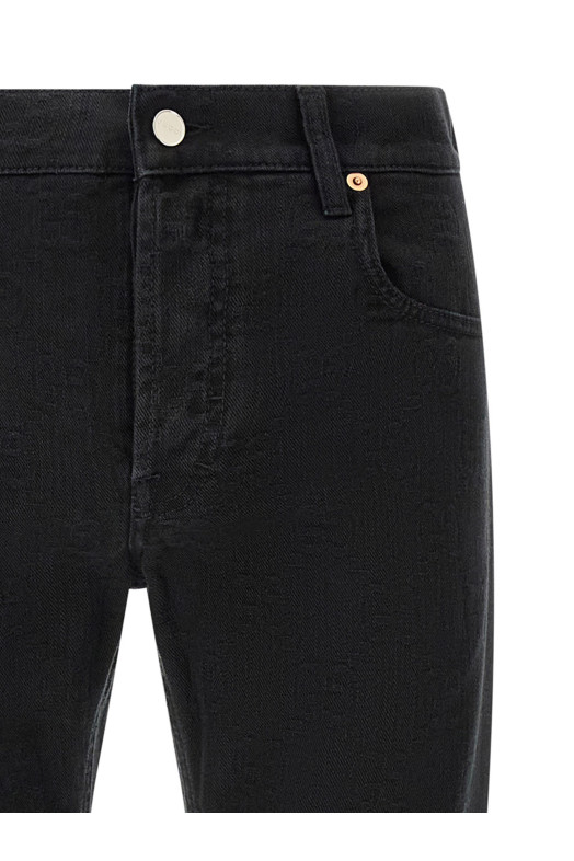 GG jacquard denim jeans Black