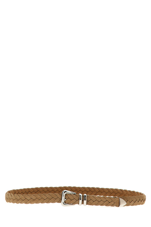 Braided calfskin belt Beige