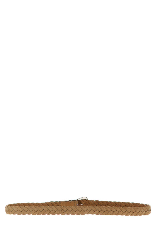 Braided calfskin belt Beige