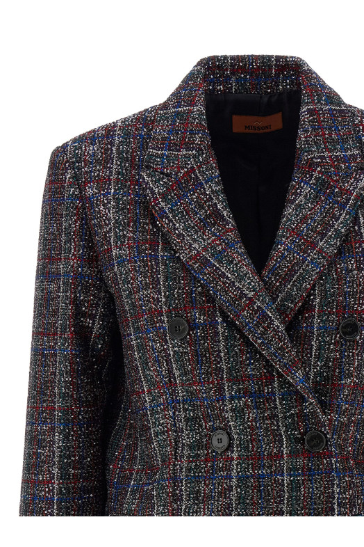 Sequin tartan blazer Multicolor