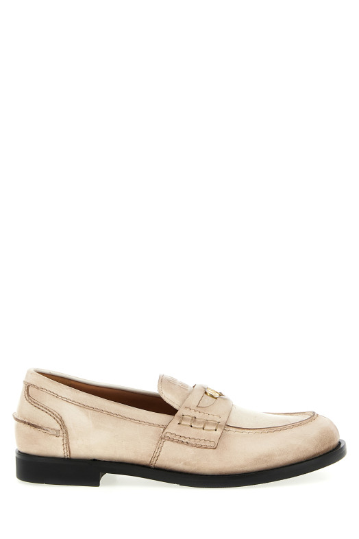 Waxed leather loafers White