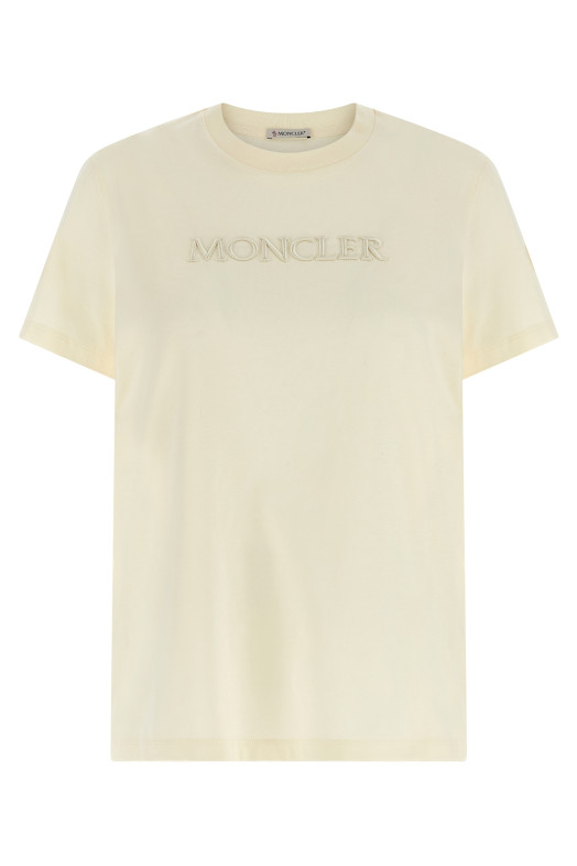 Logo embroidery t-shirt Beige