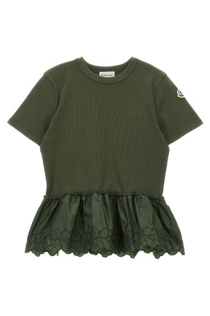 Floral embroidery t-shirt Green