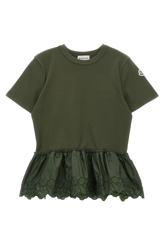 Floral embroidery t-shirt Green