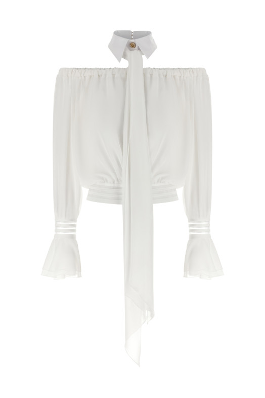 Shirt collar blouse White