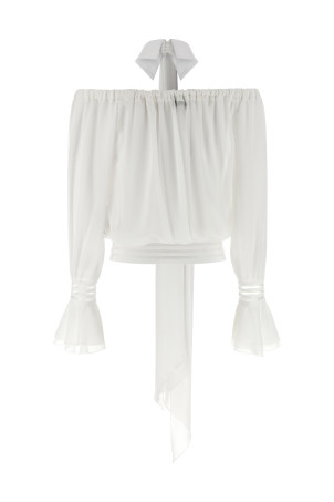 Shirt collar blouse White