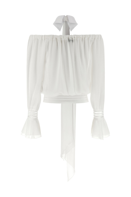 Shirt collar blouse White